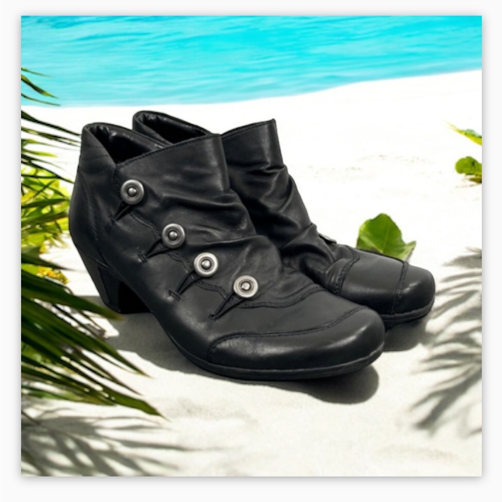 Remonte Dorndorf AnneMarie Women Shoes Black Sz 8 Leather Slip On Ankle Boots☀️ - Picture 3 of 15